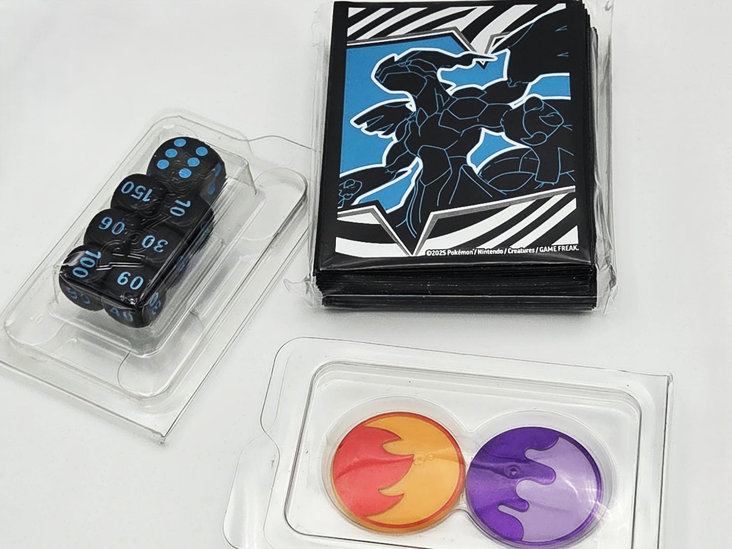 Pokémon Damage Counter Dice, Condition Markers, and Card Sleeves