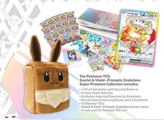 Pokémon Prismatic Evolutions Super Premium Collection Back of box
